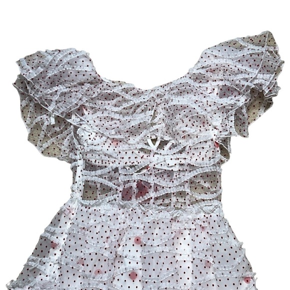For Love & Lemons Ilaria Red and White Polka Dot Mini Dress US S - Picture 11 of 12